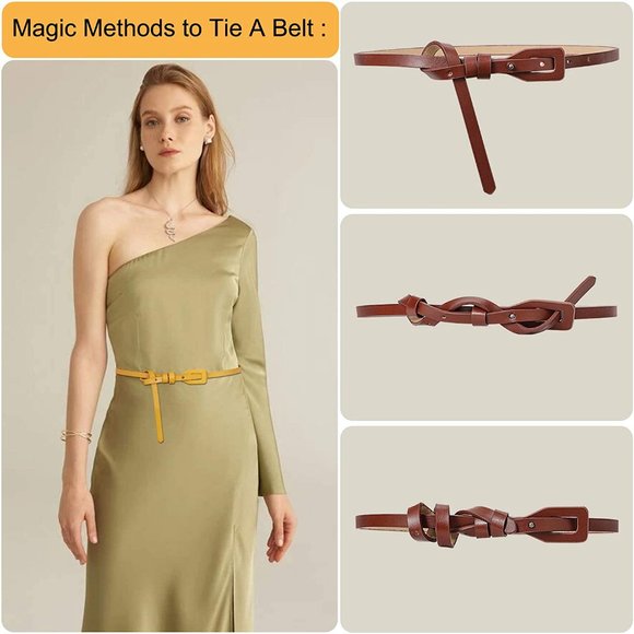Set of 4 Womens Thin Belts Skinny Leather main image 4